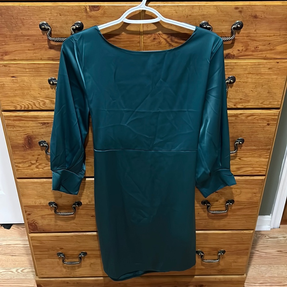 Dark Green Long Sleeve Mini Dress